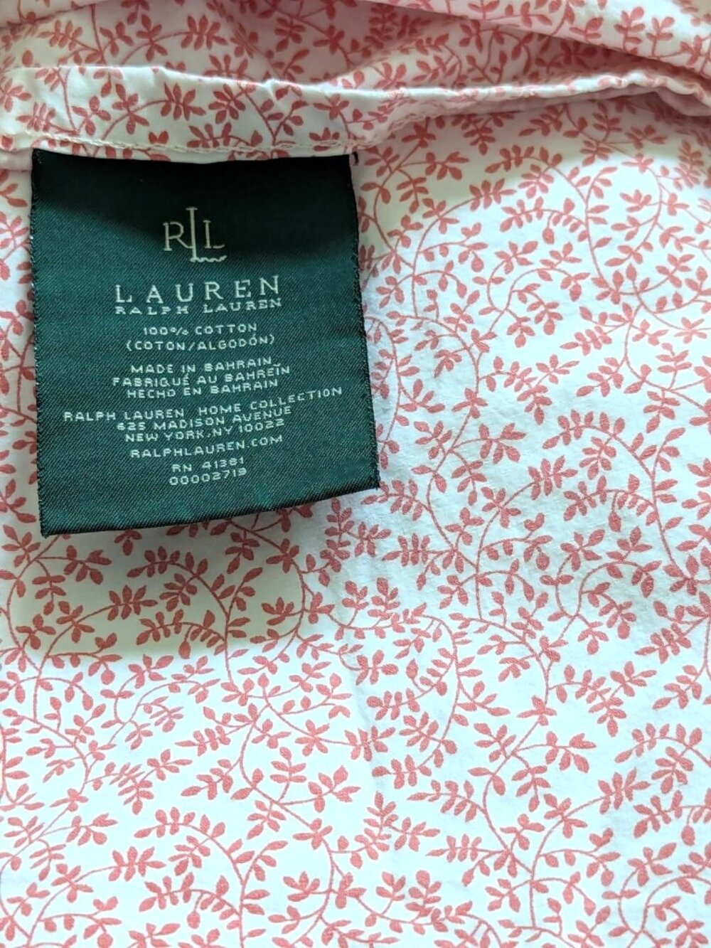 Ralph Lauren  LRL Vintage Red White Leafy Fern Pillowcases & Sheets Set-lp